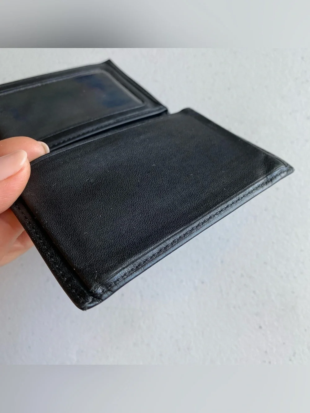 Tumi Black Genuine Leather Card Slit Small Square Wallet